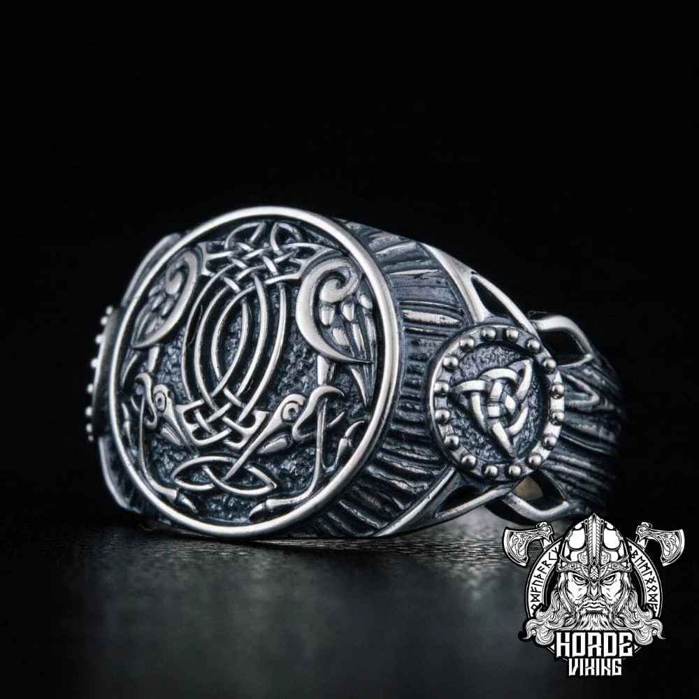 Bague Viking Corbeaux Entrelacés En Argent 5 Bague Viking Corbeaux Entrelacés En Argent – Image 3