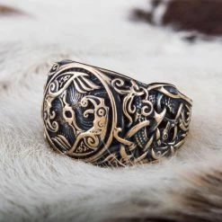 Bague Corbeaux Hugin Et Munin En Bronze 8 Bague Corbeaux Hugin Et Munin En Bronze -vêtements Soldes Magasin bague viking corbeau bronze massif