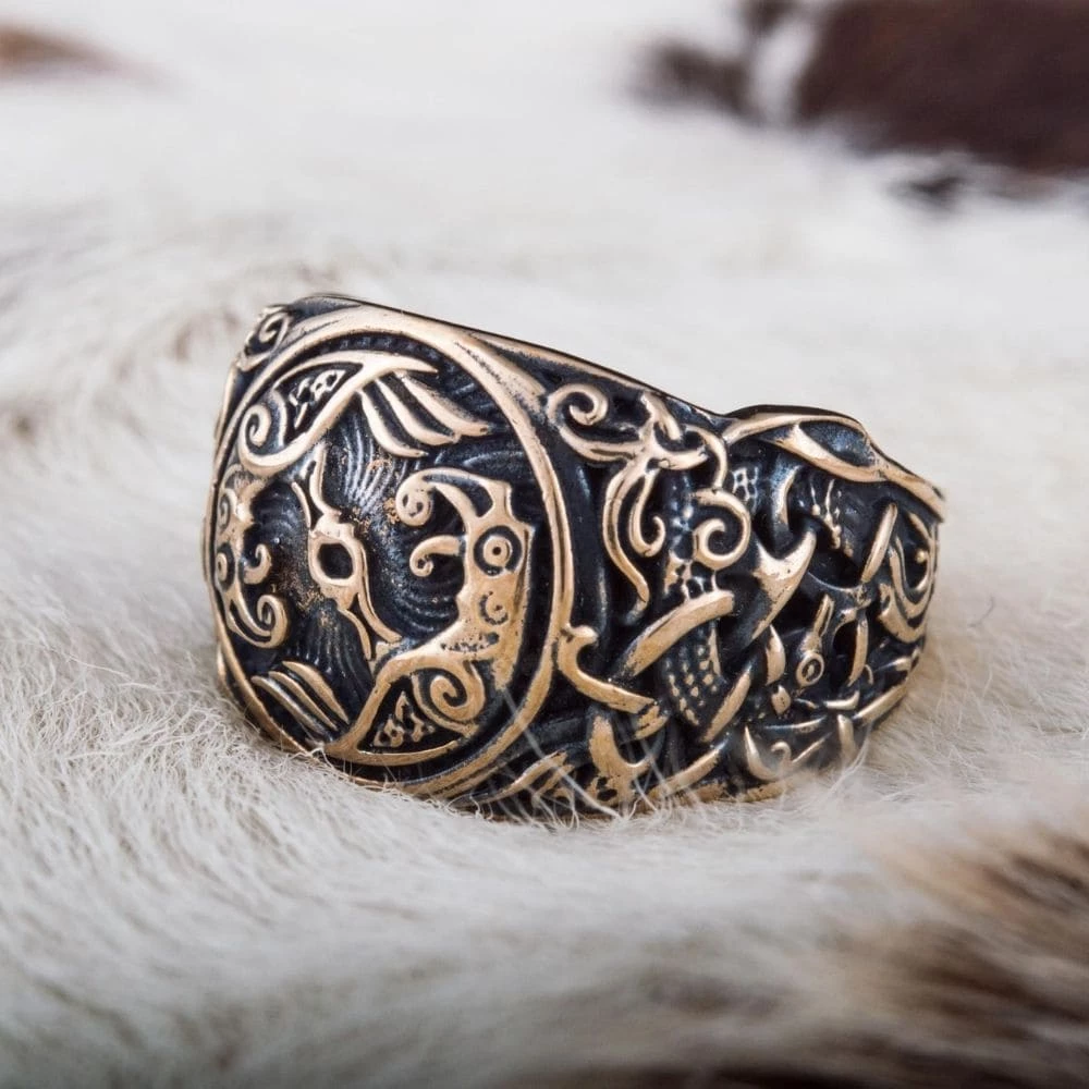 Bague Corbeaux Hugin Et Munin En Bronze 5 Bague Corbeaux Hugin Et Munin En Bronze – Image 3