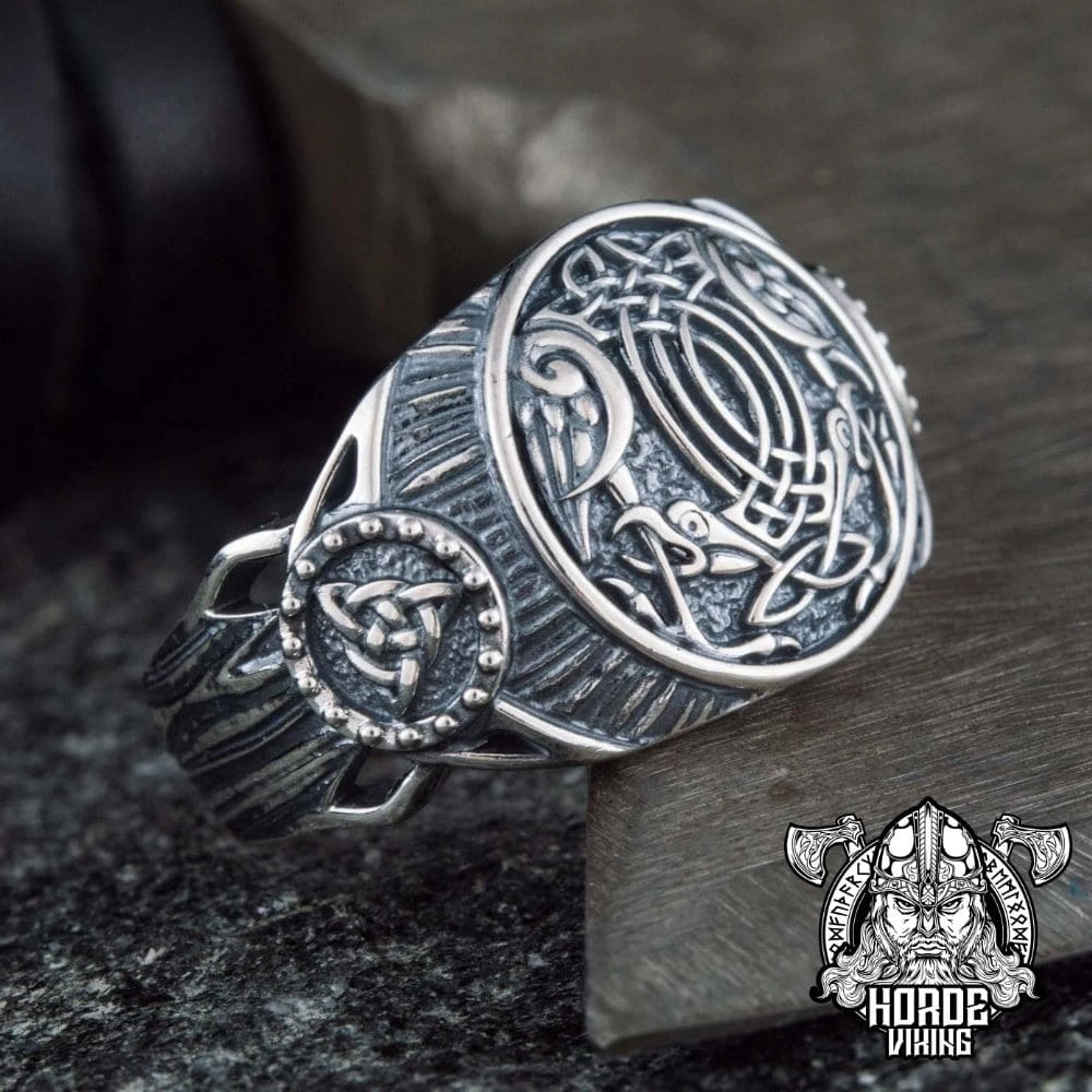 Bague Viking Corbeaux Entrelacés En Argent 4 Bague Viking Corbeaux Entrelacés En Argent – Image 2