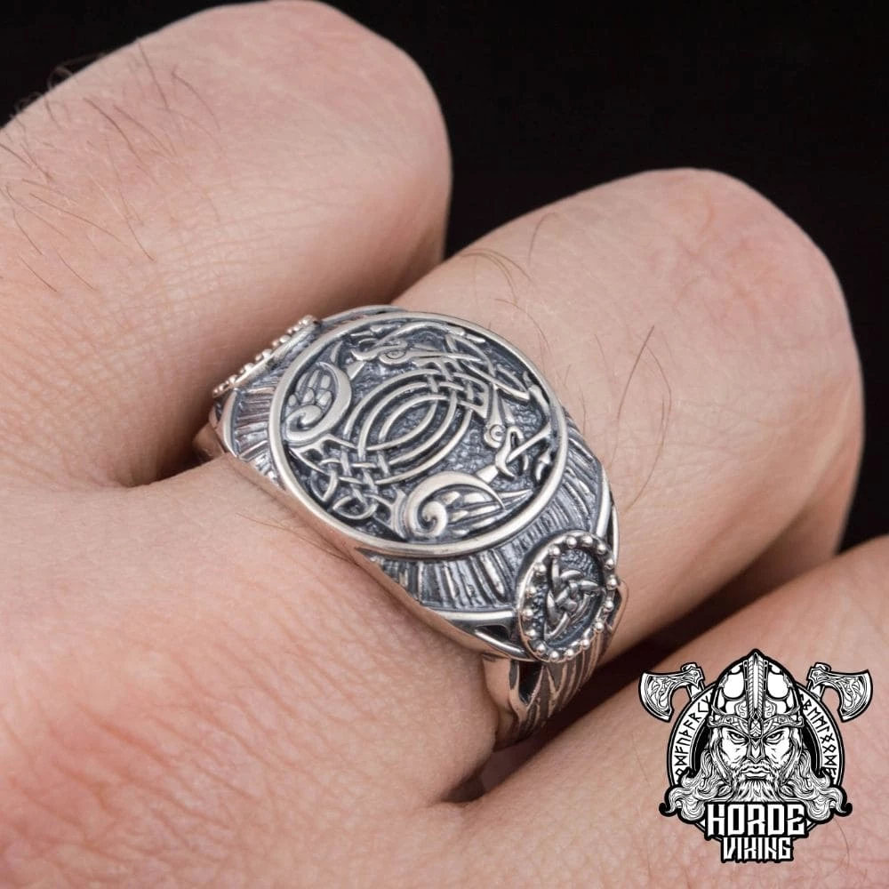 Bague Viking Corbeaux Entrelacés En Argent 8 Bague Viking Corbeaux Entrelacés En Argent – Image 6