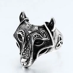 Bague Tête De Loup Fenrir 8 Bague Tête De Loup Fenrir -vêtements Soldes Magasin bague viking fenrir acier