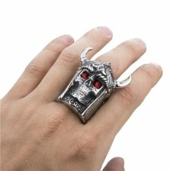 Bague Tête De Squelette Viking 9 Bague Tête De Squelette Viking -vêtements Soldes Magasin bague viking homme casque cornes