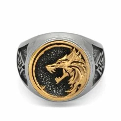 Bague Loup Viking En Acier