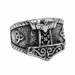 Bague Marteau Viking En Acier