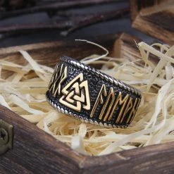 Bague Runes Vikings Décorée Du Symbole Valknut -vêtements Soldes Magasin bague viking runes valknut