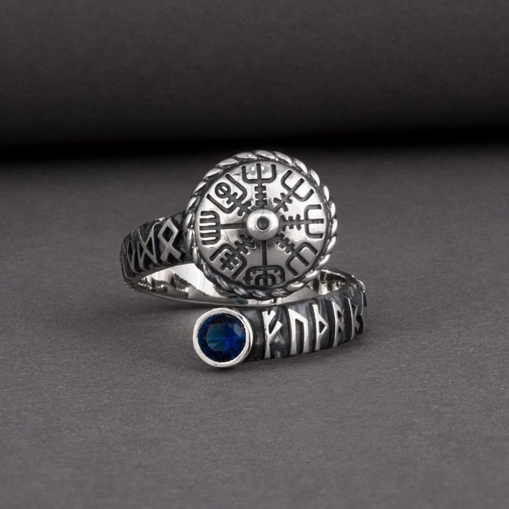 Bague Vegvisir En Argent Avec Pierre Bleue 7 Bague Vegvisir En Argent Avec Pierre Bleue – Image 5