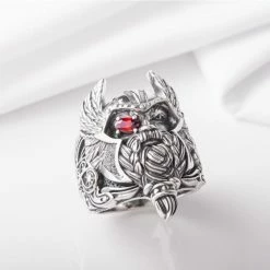 Bague Du Dieu Odin En Argent 12 Bague Du Dieu Odin En Argent -vêtements Soldes Magasin bague viking tete d odin