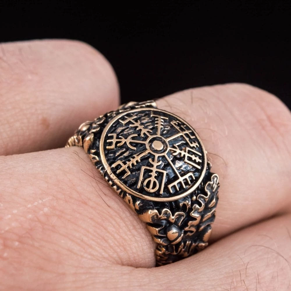 Bague Vegvisir Feuilles De Chêne En Bronze 4 Bague Vegvisir Feuilles De Chêne En Bronze – Image 2