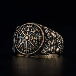 Bague Vegvisir Feuilles De Chêne En Bronze 10 Bague Vegvisir Feuilles De Chêne En Bronze -vêtements Soldes Magasin bague viking vegvisir en bronze