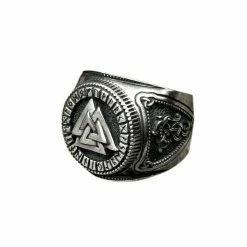 Bague En Acier Décorée Du Symbole Valknut