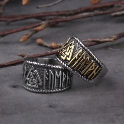 Bague Runes Vikings Décorée Du Symbole Valknut -vêtements Soldes Magasin bagues runes valknut