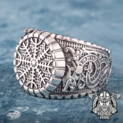Bague En Argent Avec Symboles Aegishjalmur Et Dragons Vikings 15 Bague En Argent Avec Symboles Aegishjalmur Et Dragons Vikings -vêtements Soldes Magasin bagues symboles vikings homme