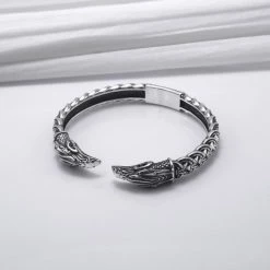 Bracelet Torque Têtes De Corbeaux Vikings En Argent 9 Bracelet Torque Têtes De Corbeaux Vikings En Argent -vêtements Soldes Magasin bracelet argent torque de corbeaux vikings