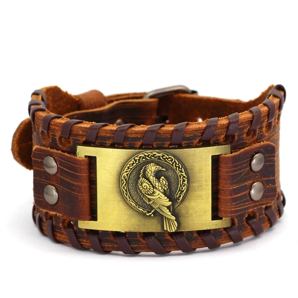 Bracelet Corbeau Viking En Cuir 4 Bracelet Corbeau Viking En Cuir – Image 2