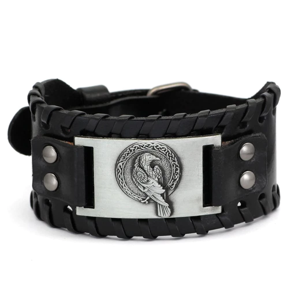 Bracelet Corbeau Viking En Cuir 3 Bracelet Corbeau Viking En Cuir
