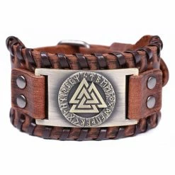 Bracelet Symbole Valknut En Cuir 12 Bracelet Symbole Valknut En Cuir -vêtements Soldes Magasin bracelet cuir brun viking
