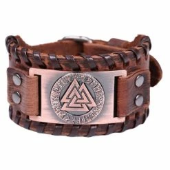Bracelet Symbole Valknut En Cuir 13 Bracelet Symbole Valknut En Cuir -vêtements Soldes Magasin bracelet cuir brun viking valknut cuivre