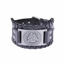 Bracelet Symbole Valknut En Cuir