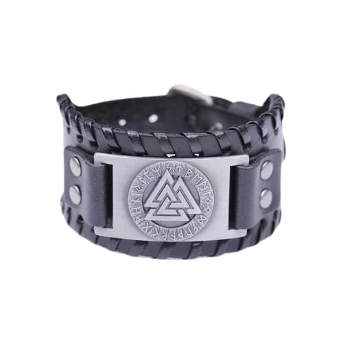 Bracelet Symbole Valknut En Cuir 3 Bracelet Symbole Valknut En Cuir