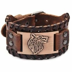 Bracelet Viking Brassard Du Loup En Cuir 7 Bracelet Viking Brassard Du Loup En Cuir -vêtements Soldes Magasin bracelet cuir viking de loup