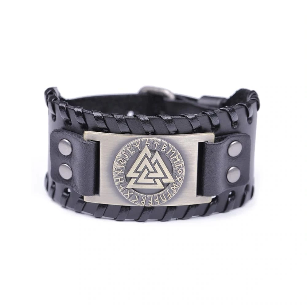 Bracelet Symbole Valknut En Cuir 4 Bracelet Symbole Valknut En Cuir – Image 2