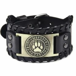 Bracelet Viking Chasseur Loup En Cuir 6 Bracelet Viking Chasseur Loup En Cuir -vêtements Soldes Magasin bracelet en cuir pour homme viking