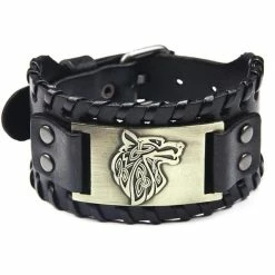 Bracelet Viking Brassard Du Loup En Cuir 6 Bracelet Viking Brassard Du Loup En Cuir -vêtements Soldes Magasin bracelet en cuir viking loup