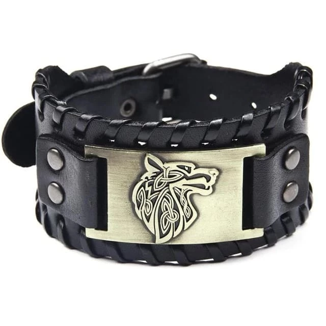Bracelet Viking Brassard Du Loup En Cuir 4 Bracelet Viking Brassard Du Loup En Cuir – Image 2