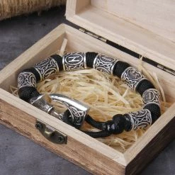 Bracelet Hache Viking Et Perles Runiques 9 Bracelet Hache Viking Et Perles Runiques -vêtements Soldes Magasin bracelet hache viking paracorde noir