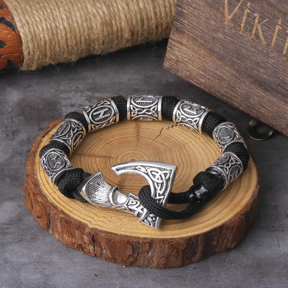 Bracelet Hache Viking Et Perles Runiques 4 Bracelet Hache Viking Et Perles Runiques – Image 2