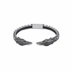 Bracelet Torque Têtes De Corbeaux Vikings En Argent