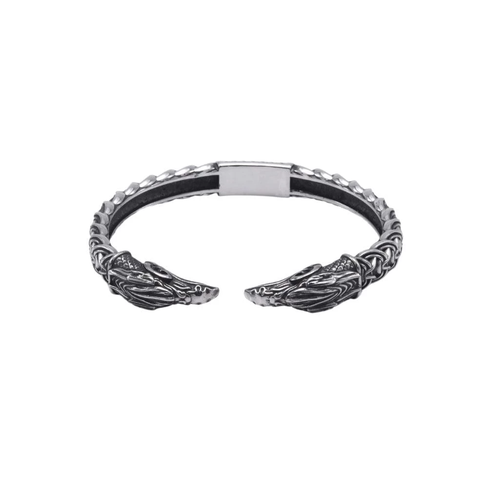 Bracelet Torque Têtes De Corbeaux Vikings En Argent 3 Bracelet Torque Têtes De Corbeaux Vikings En Argent