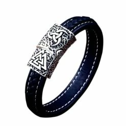 Bracelet Symboles D'Odin En Cuir
