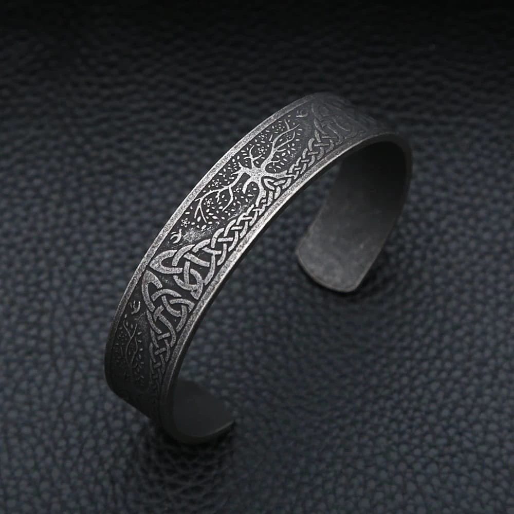 Bracelet Viking Yggdrasil Noir En Acier 4 Bracelet Viking Yggdrasil Noir En Acier – Image 2