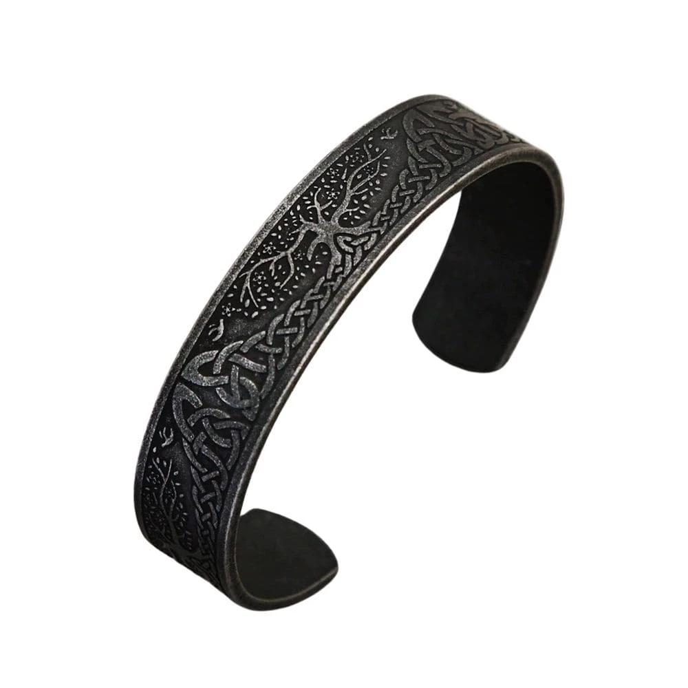 Bracelet Viking Yggdrasil Noir En Acier 3 Bracelet Viking Yggdrasil Noir En Acier