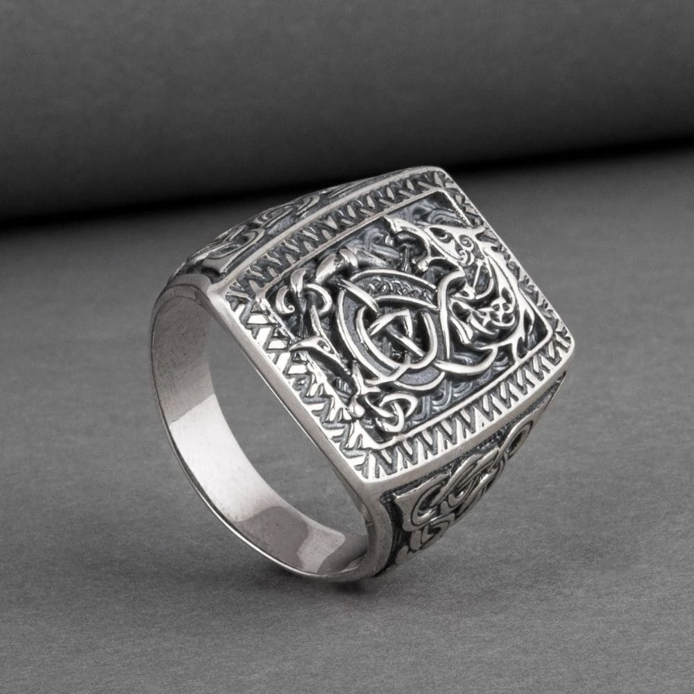 Chevalière Loup Fenrir En Argent 4 Chevalière Loup Fenrir En Argent – Image 2