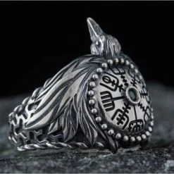 Chevalière Du Corbeau Viking -vêtements Soldes Magasin chevaliere corbeau argent