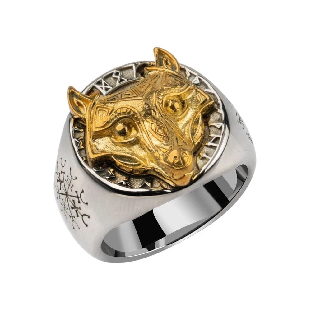 Chevalière Loup Fenrir Doré 3 Chevalière Loup Fenrir Doré