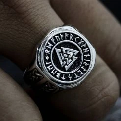 Bague Runique Symbole Valknut -vêtements Soldes Magasin chevaliere runique homme