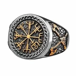 Chevalière Vegvisir En Acier