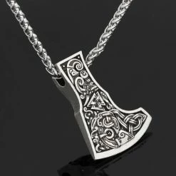 Pendentif Tête De Hache Symbole Valknut 10 Pendentif Tête De Hache Symbole Valknut -vêtements Soldes Magasin collier lame de hache viking symbole valknut