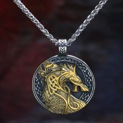 Pendentif Fureur De Fenrir 12 Pendentif Fureur De Fenrir -vêtements Soldes Magasin collier loup fenrir dore