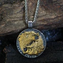 Pendentif Des Loups Geri Et Freki 10 Pendentif Des Loups Geri Et Freki -vêtements Soldes Magasin collier loup geri et freki