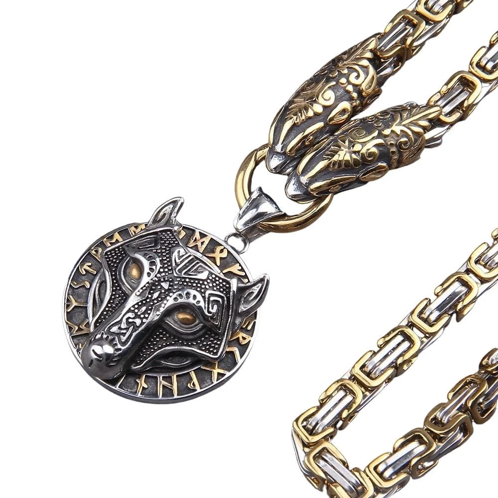 Collier Loup Runique Doré 3 Collier Loup Runique Doré