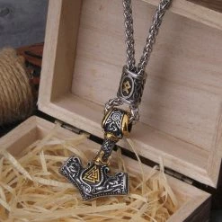 Collier Marteau De Thor Rune Odal -vêtements Soldes Magasin collier marteau de thor perle runique