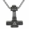 Pendentif Marteau Valknut En Acier 2 Pendentif Marteau Valknut En Acier -vêtements Soldes Magasin collier marteau valknut acier