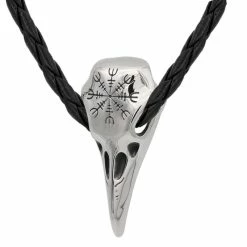 Pendentif Crâne De Corbeau Aegishjalmur (Cuir)
