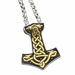 Pendentif Marteau De Thor Avec Dorures