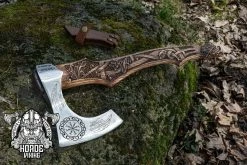 Hache De Guerrier Scandinave 12 Hache De Guerrier Scandinave -vêtements Soldes Magasin hache viking avec motifs scandinaves